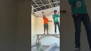 ช่างฝ้า ฉาบฝ้า drywall ยิงแผ่นฝ้า [upl. by Agostino652]