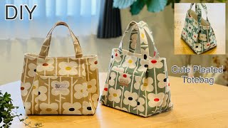 可愛いタックハンドバッグ How To Make Pleated HandbagTotebagEasy Sewing TutorialsDiy [upl. by Avalsorim]