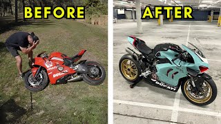 FULL BUILD  REBUILDING A WRECKED DUCATI V4 PANIGALE [upl. by Waynant]