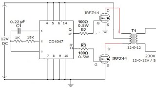 kích điện 12v lên 220v không thể đơn giản hơn với IC4047  CD4047 inverter [upl. by Gerdi]