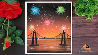 Easy Diwali Drawing With Oil Pastels  Tutorial [upl. by Isteb447]