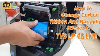 TVS LP 46 Lite Label and Ribbon Installation  ROLL RIBBON SETUP tvs barcodeprinter printer [upl. by Ener]