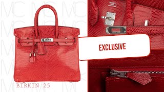 Exclusive Hermes Reveal Birkin 25 in Exotic Lizard Leather • MIGHTYCHIC • [upl. by Ailatan]