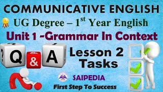 Communicative English Task Answers Unit 1 Grammar Lesson 2 UG 1st Year 1st Semester English Paper [upl. by Yelkao]