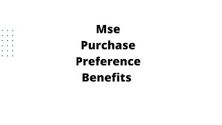 Purchase Preference to MSE [upl. by Lau]