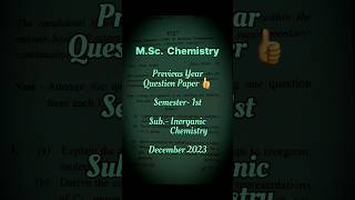 MSc Chemistry 1st Semester Question Paper  Inorganic Chemistry  HPU  msc shorts [upl. by Myrt187]