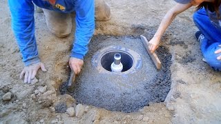 Pouring Concrete support for Koi Ponds Bottom Drain  Part 19 [upl. by Alten]