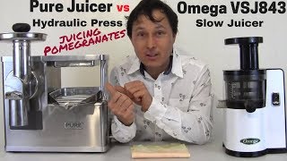 Pure Hydraulic Juice Press vs Omega VSJ843 Slow Juicer Comparison Review [upl. by Aiekam]