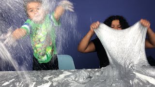 MAKING TWO GALLONS OF HOLO SLIME WITH MY BABY BROTHER GABE [upl. by Anaynek756]