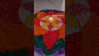 Flower carpet with tissue papers🤩 onam craft shortsfeed tissuepaperart art [upl. by Hesky]