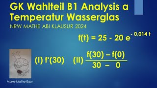 GK Prüfungsteil B1 Analysis Mathe Abi Klausur NRW 2024 Aufgabe a Wasserglas [upl. by Anerev]