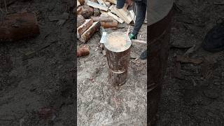 Testing a new ax I chop wood woodworking woodwork [upl. by Onibag]