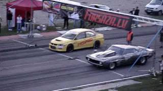 Dragrace 18 mile  Prospeed Evo IX vs Chevy Camaro Dragster [upl. by Nivrek857]