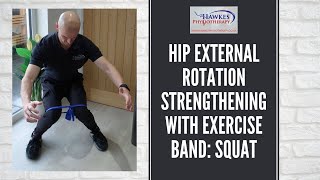 Hip external rotation strengthening with exercise band Squat Technique video [upl. by Ahsiem398]