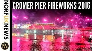 Breathtaking New Year fireworks on Cromer Pier mark start of 2016 North Norfolk UK [upl. by Tjader773]