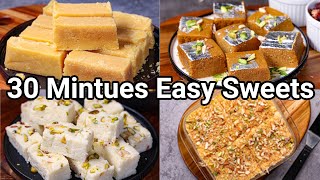 4 Quick amp Easy Milk Sweet Desserts in 30 Minutes  Simple Indian Creamy Milk Desserts Ideas [upl. by Ahsaeym120]