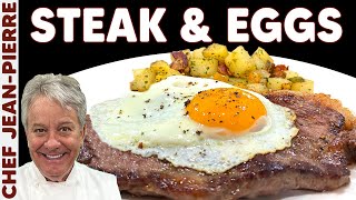 Steak amp Eggs my GO TO Breakfast  Chef JeanPierre [upl. by Aicirtak]