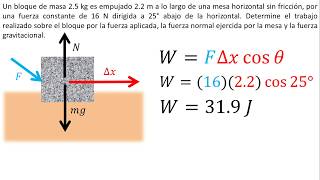 Física  Trabajo con fuerza constante  Ejemplo 1 [upl. by Ritz]