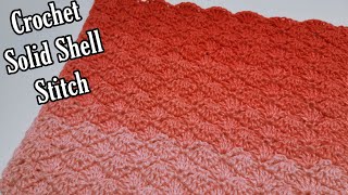 Easy Crochet Stitch Tutorial For Crochet Blankets or Scarfs  Crochet Solid Shell Stitch [upl. by Anelim]