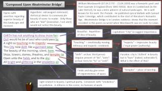 William Wordsworth  Composed Upon Westminster Bridge  Annotation [upl. by Airyt]