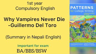 Why Vampires Never Die summary in Nepali amp EnglishBA 1st year EnglishPatterns for college writing [upl. by Iruj]