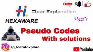 Hexaware Pseudocodes with Explanation  Pseudocodes  Code Snippets  hexaware pseudocode youtube [upl. by Walther770]