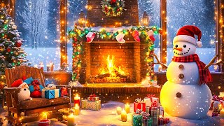 Winter Ambience  Cozy JAZZ Christmas Ambience with Fireplace  Relaxing Snowfall [upl. by Tehr447]