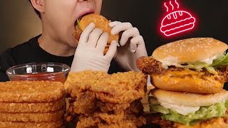 ASMR MUKBANG CheeseBurger amp Fried Chicken [upl. by Hnim]