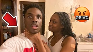 FLINCHING AT MY GIRLFRIEND PRANK TO SEE HOW SHE REACTS 🤬…backfires [upl. by Rramahs]