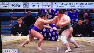 March 2024  Day 12  Juryo Aoiyama v Oshoumi [upl. by Ayoj385]