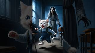 Cat meets ghost at school Adorable story aicat catlover kitten [upl. by Sekoorb]