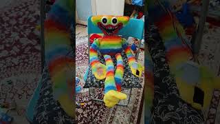 Denis made Grab Pack hands from Player Poppy Playtime for his big rainbow Huggy Wuggy plush toy [upl. by Hsac]