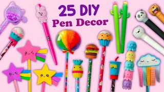 25 DIY AMAZING PEN DECOR IDEAS  DIY SCHOOL HACK IDEAS PENCIL DECORATIONS [upl. by Sidwohl]