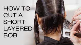 How to Cut a Short Layered Bob  Textured Pixie Razor Haircut Tutorial  Kenra Professional [upl. by Carmencita]