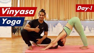 Day1 Vinyasa Yoga Flow Beginner To Intermediate Yoga  Yograja [upl. by Lamoree]