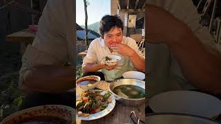 First time eating wolfberry leaf stewed tofu soup stirfried pork with peppers  mukbang video 🥗🍜 [upl. by Arimay557]