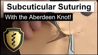 SUTURE Tutorial Subcuticular Continuous Suture with Aberdeen Knot  HD Demo [upl. by Ahsiekahs]