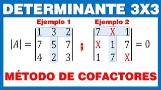 MÉTODO DE COFACTORES Determinantes 3x3 [upl. by Heins327]