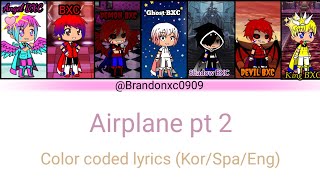 Bts airplane pt 2 color coded lyrics Kor SpaEng but my gacha club version [upl. by Carlile]