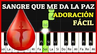 Melodía Cristiana de ADORACIÓN FÁCIL en Piano Tutorial Synthesia  Sangre que me da la Paz [upl. by Cybil]