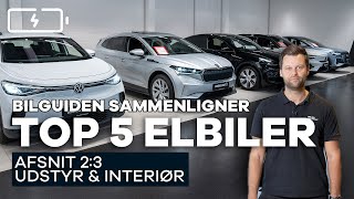 ELBIL TOP 5 Interiør amp udstyr » Tesla Y  Skoda Enyaq  VW ID4  Volvo XC40  Audi Q4 Etron [upl. by Delwin]