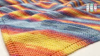 How to Knit a Diagonal Garter Stitch Baby Blanket  Rectangle or Square [upl. by Elam487]