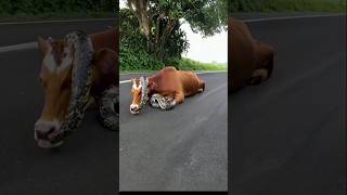 python wrapped around cow in street 🐍🐄 [upl. by Hnid]