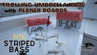 Trolling Umbrella Rigs or ARigs with Planer Boards for Hybrids and Striped Bass in the Fall fishing [upl. by Notyad905]