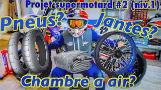 PROJET SUPERMOTARD2 niv1  montage d un Supermotard  jante Pneus Chambre a air [upl. by Leaj]