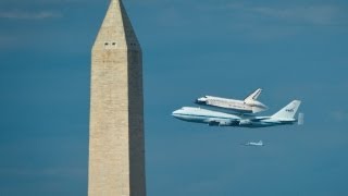 Space shuttle Discoverys final flight over DC [upl. by Eiroj]