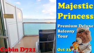 Majestic Princess Premium Deluxe Balcony Cabin Tour D721  perfect comfort for a long cruise [upl. by Adnowal]