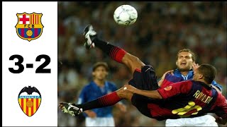 FC Barcelona 32 Valencia CF Liga 200001 última jornada  Rivaldo hattrick [upl. by Goode]