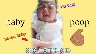 One month old Baby Pooping  Grunting amp asking Moms help [upl. by Dwan]