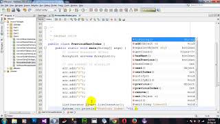 Get Previous and Next index using Java ListIterator in Java Netbeans [upl. by Kyd]